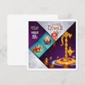 ハッピーデエレガントィワリフェスティバルグリーティングカード 招待状 (正面/裏面)