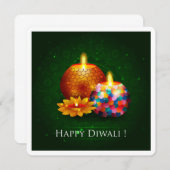 ハッピーデエレガントィワリフェスティバルグリーティングカード 招待状 (正面/裏面)