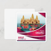 ハッピーデエレガントィワリフェスティバルグリーティングカード 招待状 (正面/裏面)