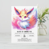 ハッピーデジタルキツネ誕生日 招待状 (スタンド正面)