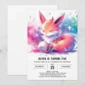 ハッピーデジタルキツネ誕生日 招待状 (正面/裏面)