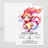 ハッピーデジタルモンキー誕生日 招待状 (正面/裏面)