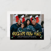 ハッピーデッキングフォイルのみ移動ホリディポストカード 箔シーズンポストカード (正面/裏面)