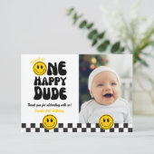 ハッピーデュードのハッピー顔写真誕生日 サンキューカード (スタンド正面)