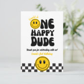 ハッピーデュードのハッピー顔写真誕生日 サンキューカード (スタンド正面)