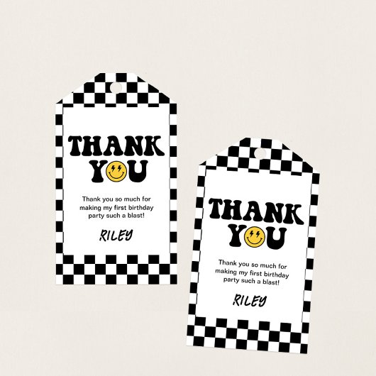 ハッピーデュードスマイル1歳誕生日感謝タグ ギフトタグ