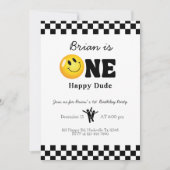 ハッピーデュード1歳誕生日男の子パーティ - かわいい&楽しい 招待状 (正面)