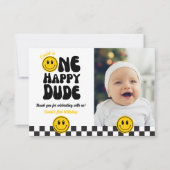 ハッピーデュード ハッピー顔 フォト 誕生日 サンキューカード (正面)