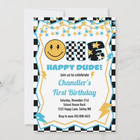 ハッピーデュード - ロックスター 招待状 (正面)
