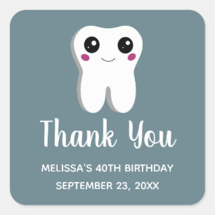 ハッピーデンタル歯かわいいスケッチサンキューユニ誕生日 スクエアシール