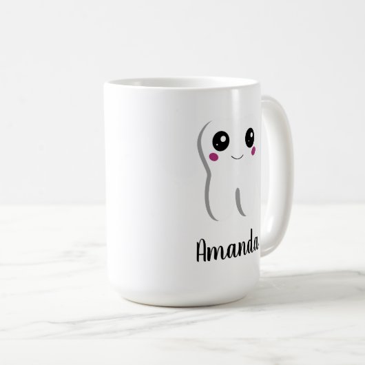 ハッピーデンタル歯が微笑み可愛い コーヒーマグカップ (正面右)