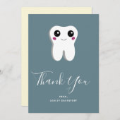 ハッピーデンタル歯が笑顔かわいい感謝 サンキューカード (正面/裏面)