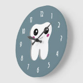 ハッピーデンタル歯の笑顔かわいいスケッチ ラージ壁時計 (傾斜)