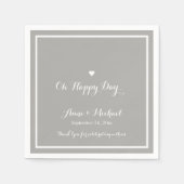 ハッピーデー結婚のグレー披露宴パーティー スタンダードカクテルナプキン (正面)