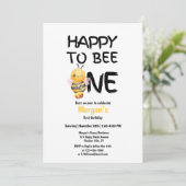 ハッピートゥビーワン ハニーイエローガールズ 1歳の誕生日 招待状 (スタンド正面)