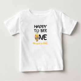 ハッピートゥビーワン ハニーヤングガールズ 1歳の誕生日 ベビーTシャツ