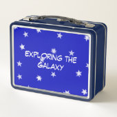 ハッピートゥーンカートゥーン宇宙船ピースサインスマイル顔 メタルランチボックス (裏面)