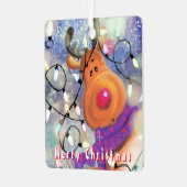 ハッピートナカイメリークリスマススケッチおもしろい メタルオーナメント (正面左)