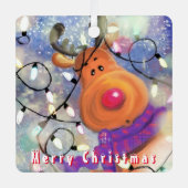 ハッピートナカイメリークリスマススケッチおもしろい メタルオーナメント (正面)