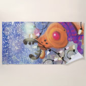 ハッピートナカイ人-クリスマス ビーチタオル (正面)