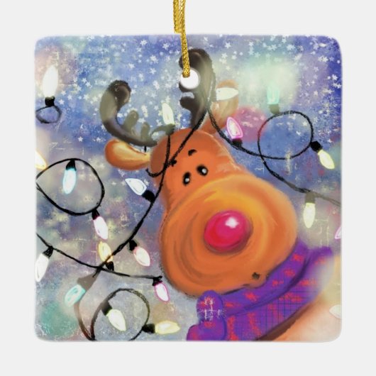 ハッピートナカイ – メリークリスマス セラミックオーナメント (正面)