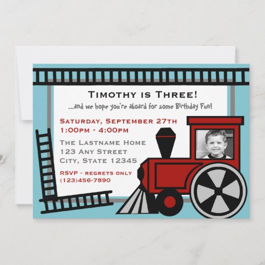 ハッピートラック鉄道招待状/赤 招待状 (正面)