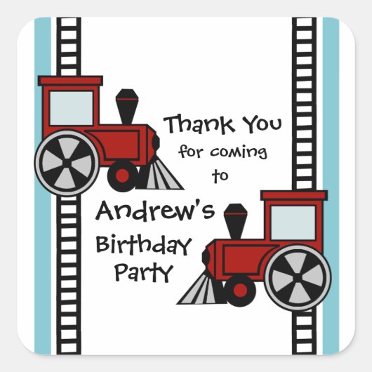 ハッピートラック/赤 スクエアシール (正面)