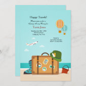 ハッピートラベルズパーティの招待状 招待状 (正面/裏面)