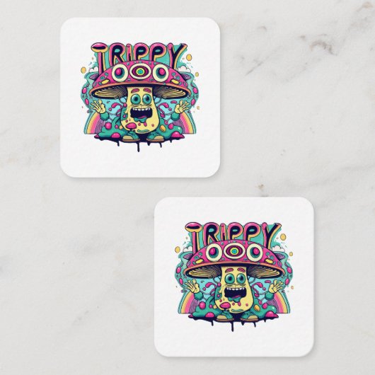 ハッピートリップ(幻覚体験)のようなキノコ スクエア名刺 (正面/裏面)