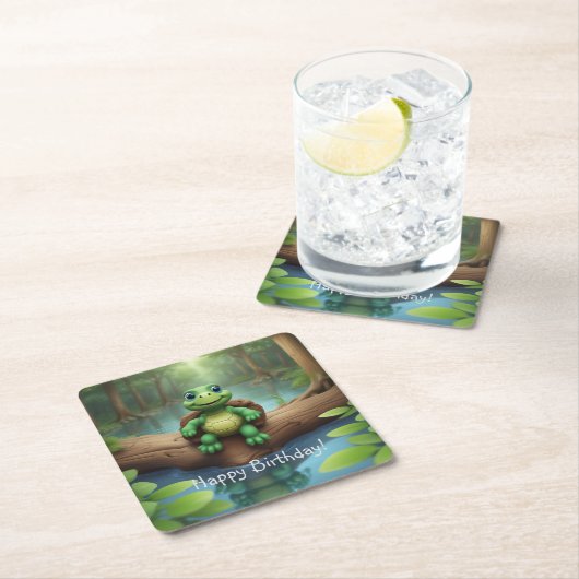 ハッピートルホテル誕生日 スクエアペーパーコースター (インサイチュ)