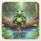 ハッピートルホテル誕生日 スクエアペーパーコースター (正面)