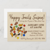 ハッピートレイルのトレイルのミックス遠くに継続退職パーティー インビテーションポストカード (正面/裏面)