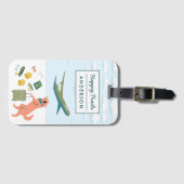 ハッピートレイル犬が旅行カスタマイズ可能な荷物タグ ラゲッジタグ (正面横)