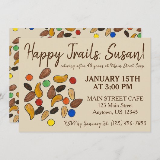 ハッピートレイル遠くにミックス退職後パーティー 招待状 (正面/裏面)