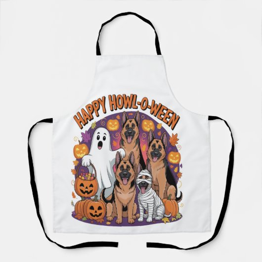 ハッピードイツ牧羊犬ハロウィン エプロン (正面)