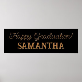 ハッピードエクセーションバナー、ブラックと金ゴールドパーティー ポスター