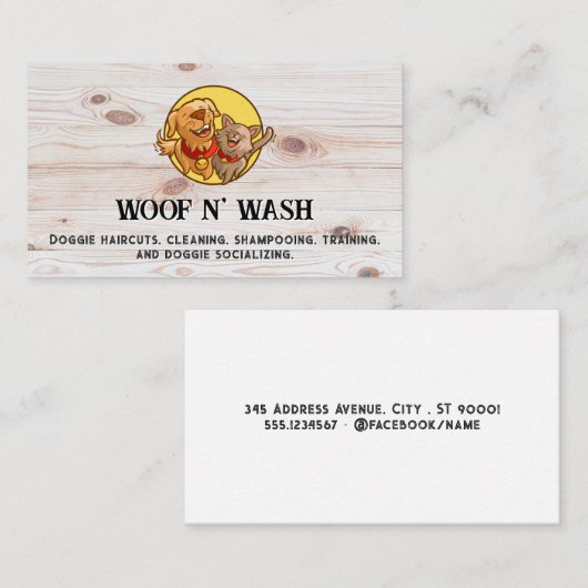 ハッピードギー&キティ |木製ボード 名刺 (正面/裏面)