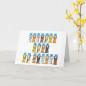 ハッピードクターズデーの猫が包帯で描かれる漫画 カード (黄色い花)