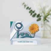 ハッピードクターズ・デイ。聴診器及びデイジー ポストカード (スタンド正面)