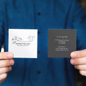 ハッピードッグのロゴペット座りサービスのトレーニ気にング スクエア名刺