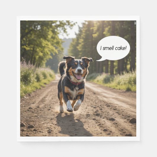 ハッピードッグの匂いお誕生日ケーキ スタンダードランチョンナプキン (正面)