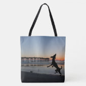 「ハッピードッグの抱き枕トート再利用可能な食料品店 トートバッグ (正面)