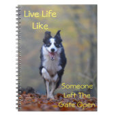 ハッピードッグやる気を起こさせるアテ前向きート引用文 ノートブック (正面)