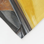 ハッピードッグインイエローカーアートプリント フリースブランケット (角)