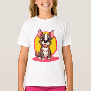 ハッピードッグカートゥーンイラストレーション Tシャツ