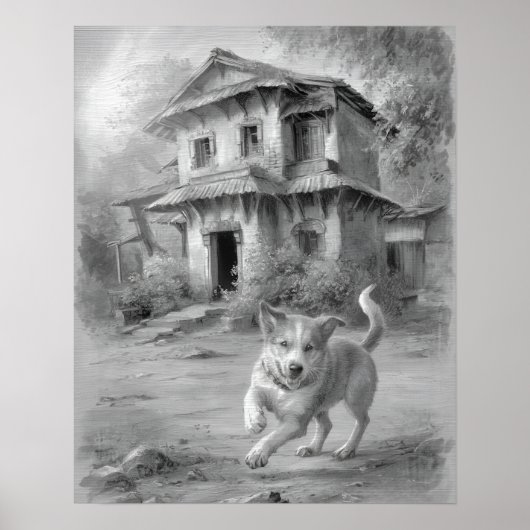 ハッピードッグスケッチアート ポスター (正面)