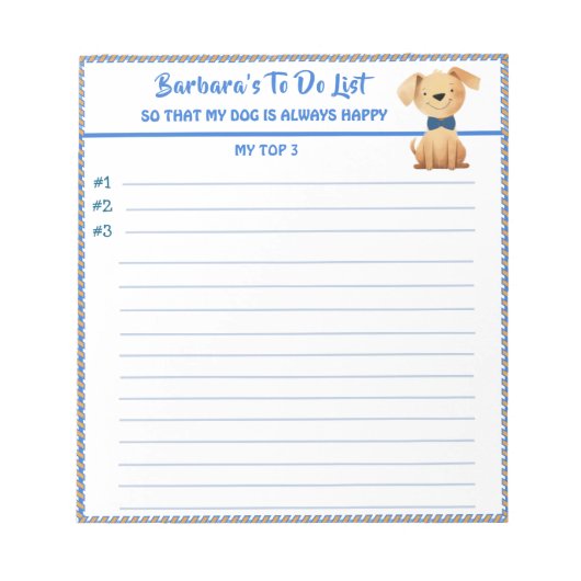 ハッピードッグパーソナライズされたto Doリストプランナー ノートパッド (正面)