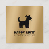 ハッピードッグロゴペットシッティング気にサービスフェイク金ゴールド スクエア名刺 (正面)
