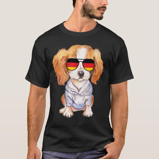 ハッピードッグ動物かわいい子犬の男性の女性の子供 Tシャツ (正面)