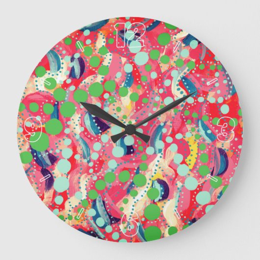 ハッピードットと形よくはしゃぐ状 ラージ壁時計 (正面)